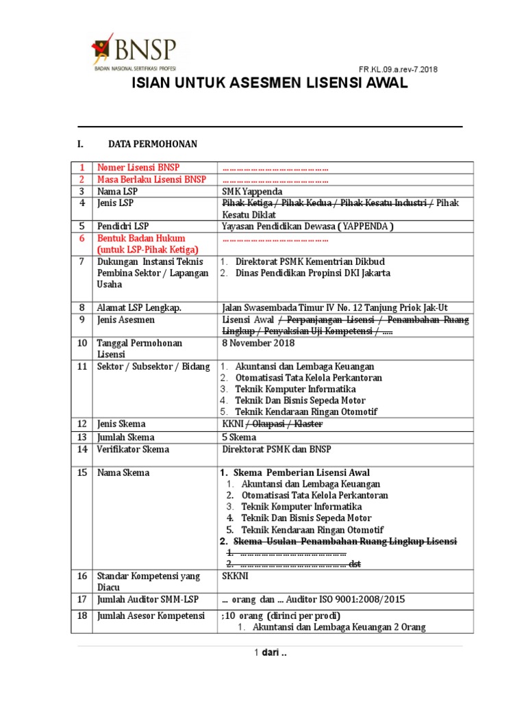 Isian Pleno Lsp Smk Yappenda Jakarta