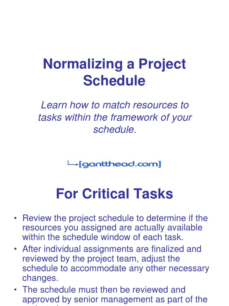 Normalizing A Project Schedule-2 | PDF | Career & Growth