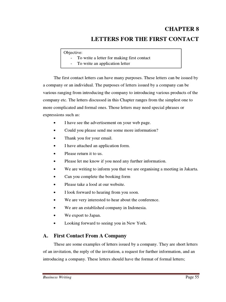First Contact Letters in Business Writing | PDF | Employment | Advertising