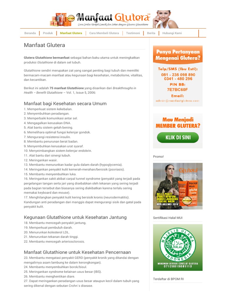 Khasiat Dan Manfaat Glutera Bagi Kesehatan Dan Kecantikan at Manfaat  Glutera | PDF