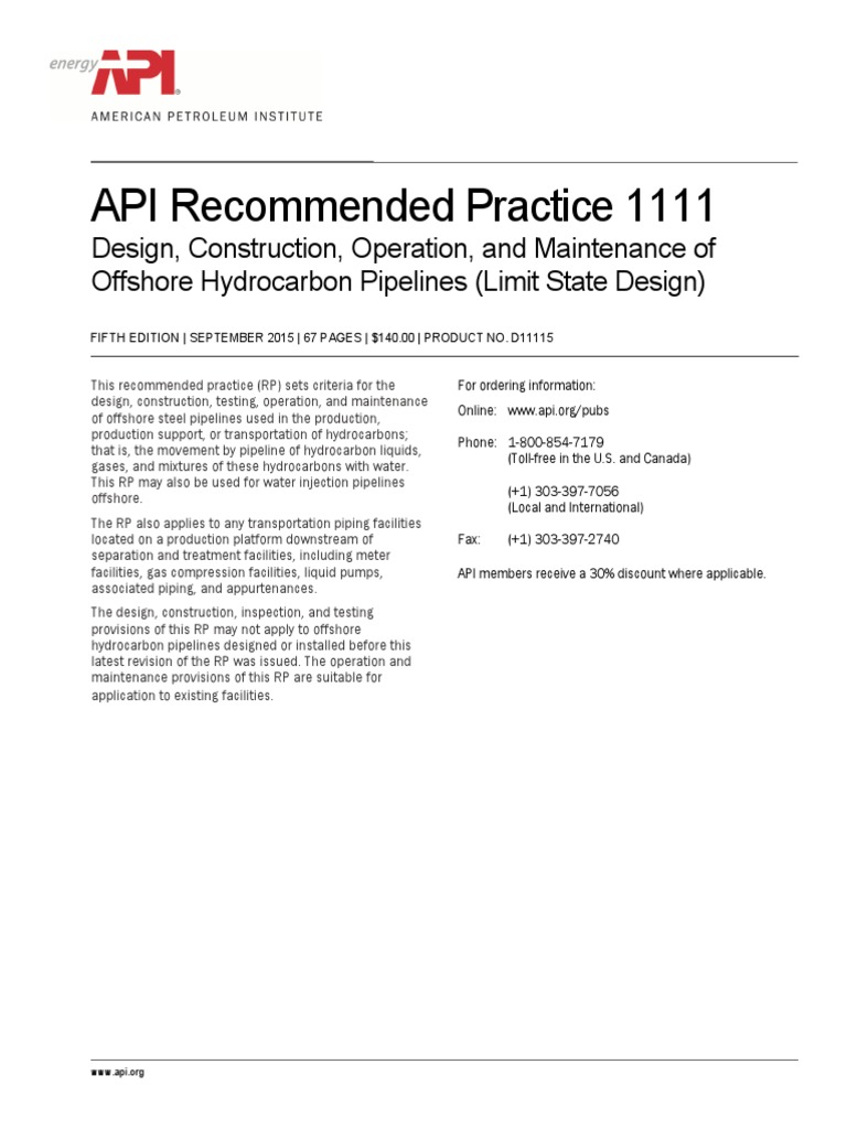Api RP 1111 E5 | Download Free PDF | Pipeline Transport | Building ...