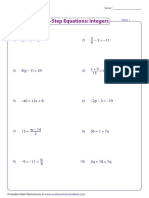 Two-Step Equations: Integers: Solve Each Equation. - 3 - 11