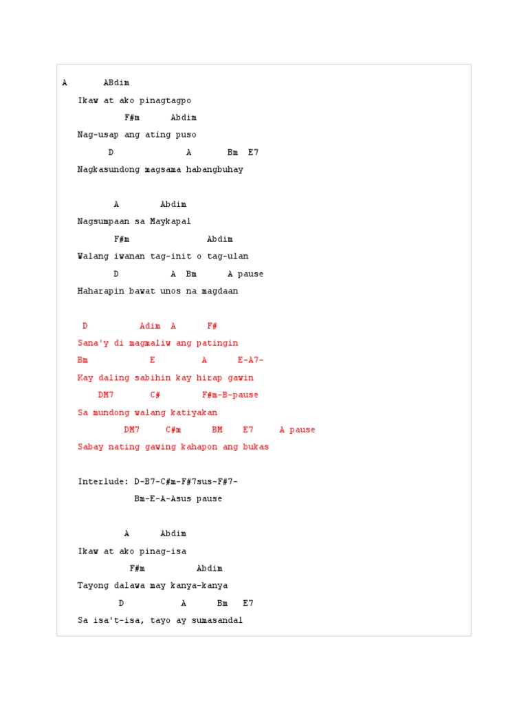 Ikaw at Ako Chords PDF