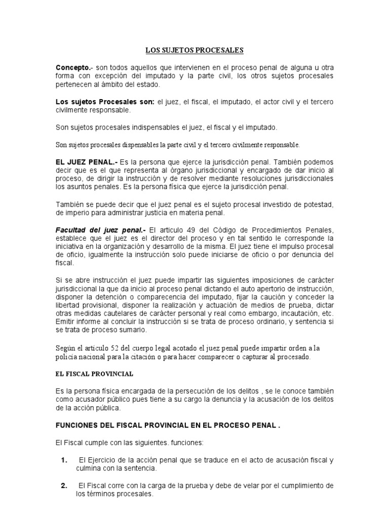 Los Sujetos Procesales | PDF | Ley procesal | Jurisdicción
