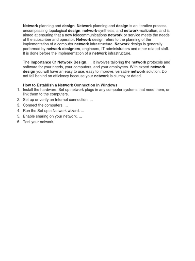 Network Planning And Design Network Planning And Design Is An