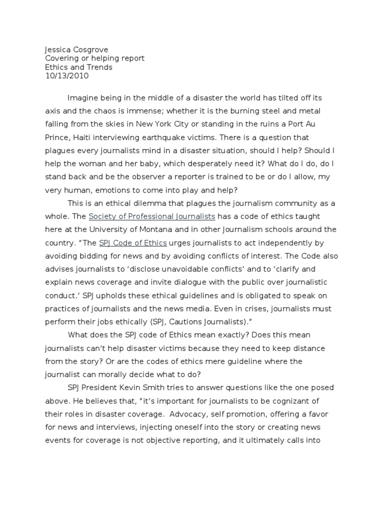 Journalism Ethics in Disaster Response | PDF | Journalism | Firefighter