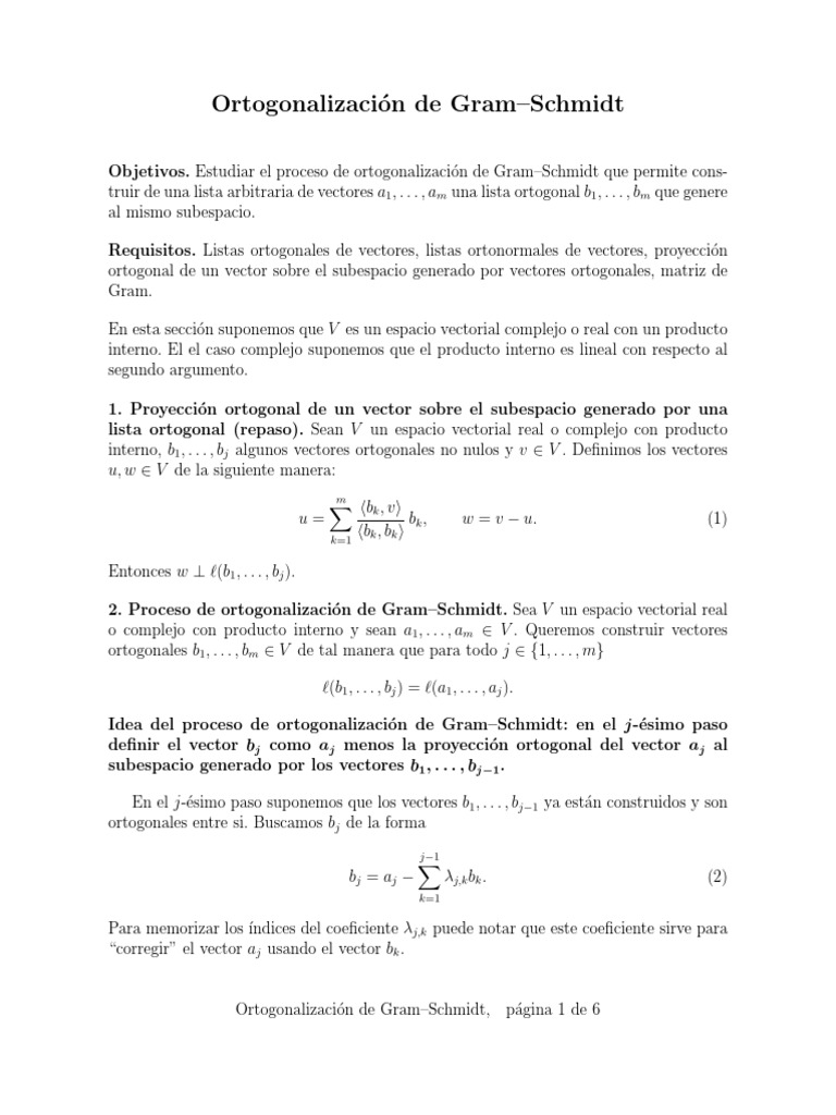 Gram Schmidt Orthogonalization Es PDF | PDF | Espacio vectorial ...