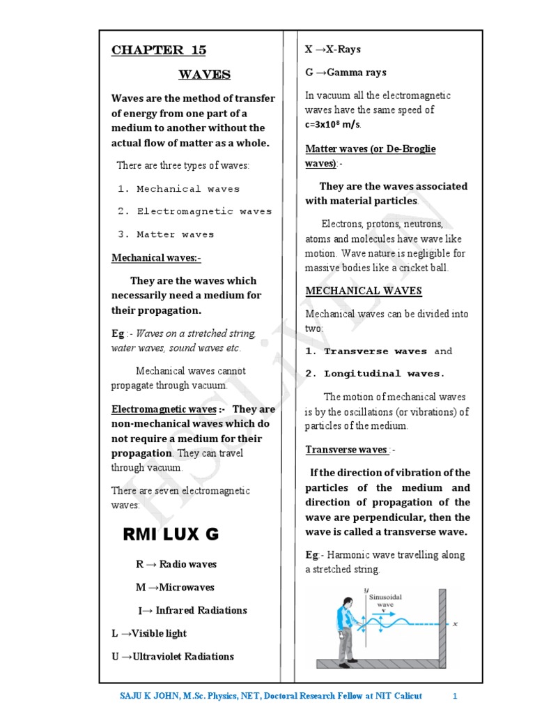 Chapter 15 - Waves PDF | PDF | Waves | Electromagnetic Radiation