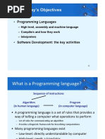 Today's Objectives: - Programming Languages