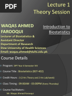 Theory Session: Introduction To Biostatistics