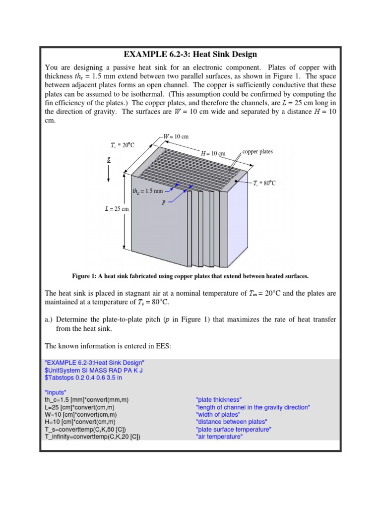 EXAMPLE 6.2-3: Heat Sink Design: W 10 CM H 10 CM T G | PDF | Nature ...