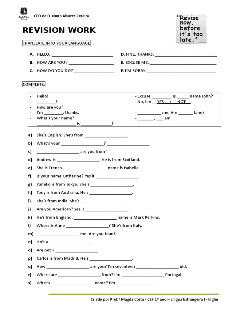 English Conversation Practice Worksheet | PDF | Foreign Language Studies