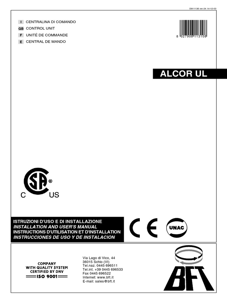 Alcor Ul - 120v - Control Board - Manual | PDF