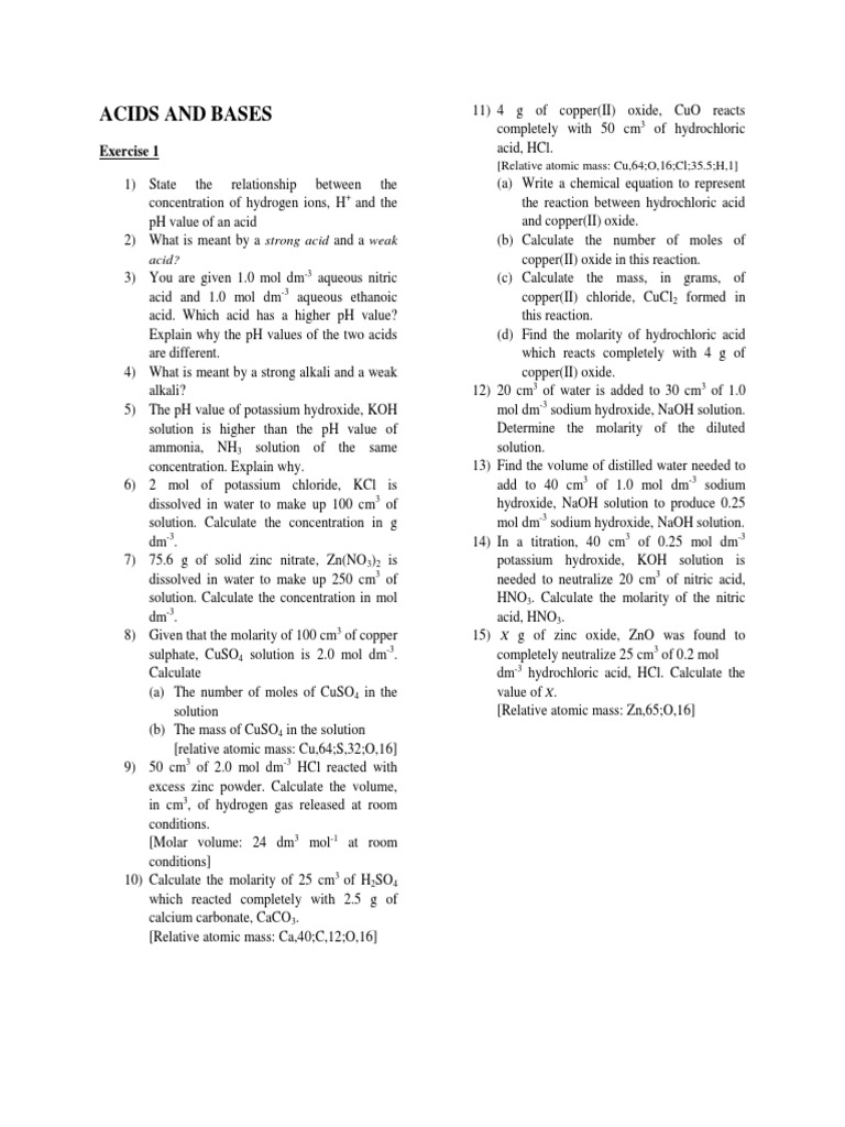Acids and Bases PDF | PDF | Ph | Acid
