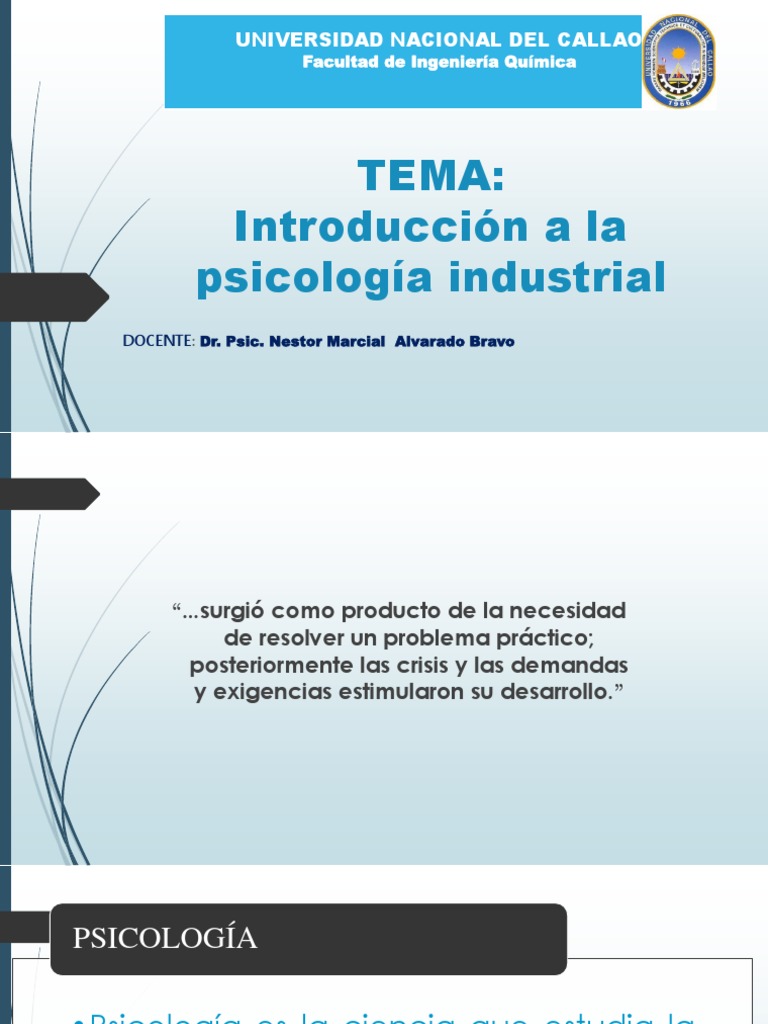 Introduccion La Psicologia Industrial PDF Psicología industrial y organizacional Sicología