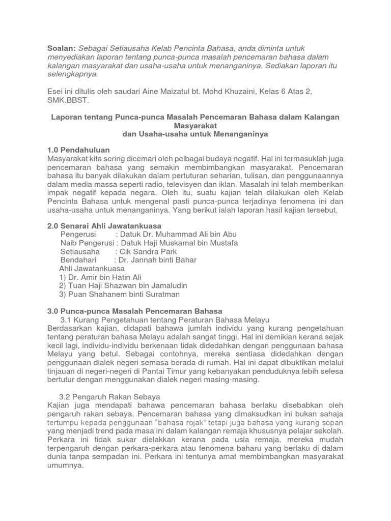 Contoh Karangan Ceramah Stpm