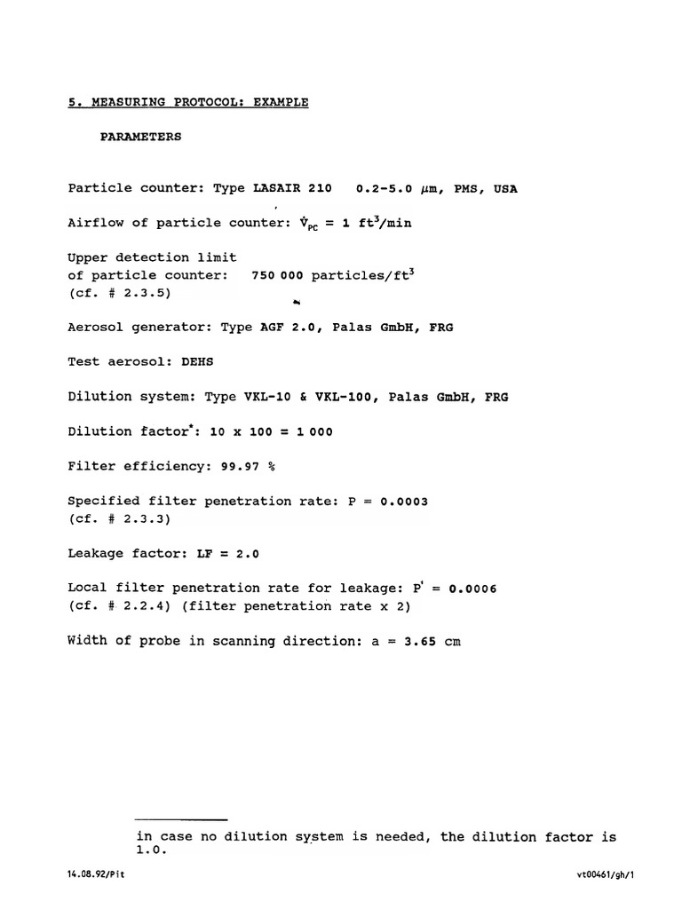 Hepa Filter Integrity Test | PDF | Aerosol | Velocity