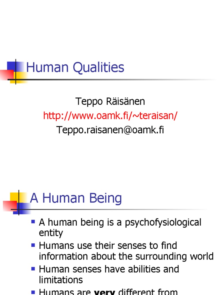 Human Qualities: Teppo Räisänen Teppo - Raisanen@oamk - Fi | PDF ...