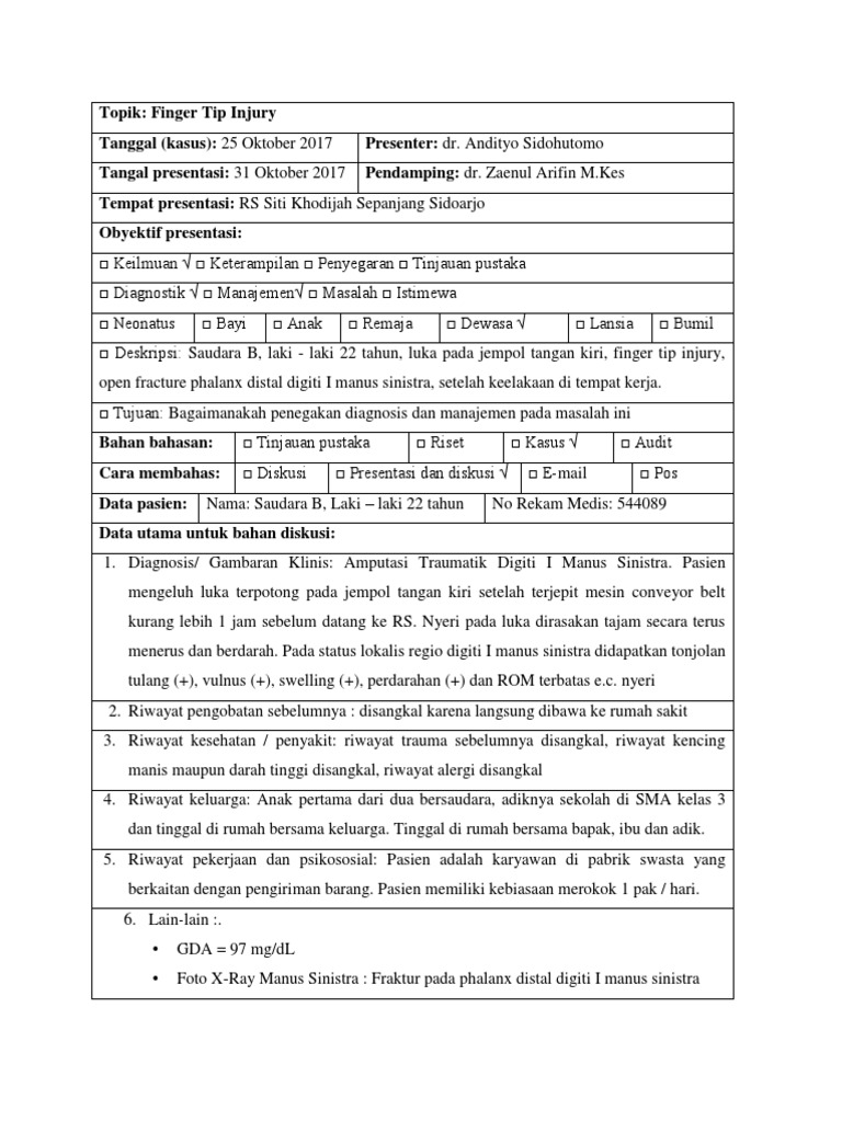 Portofolio Kasus Finger Tip Injury PDF