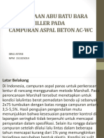 Penggunaan Abu Batu Bara Sebagai Filler Pada Campuran Aspal Beton Ac-Wc