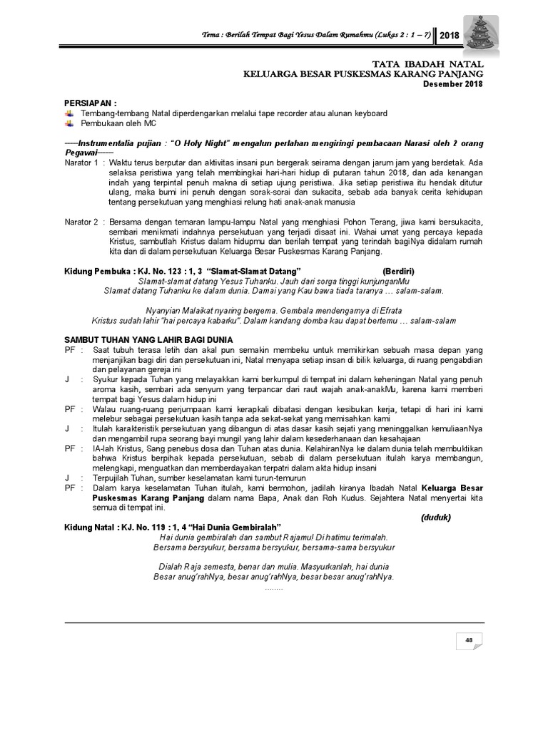 Tata Ibadah Natal Organisasi 2018 Pdf