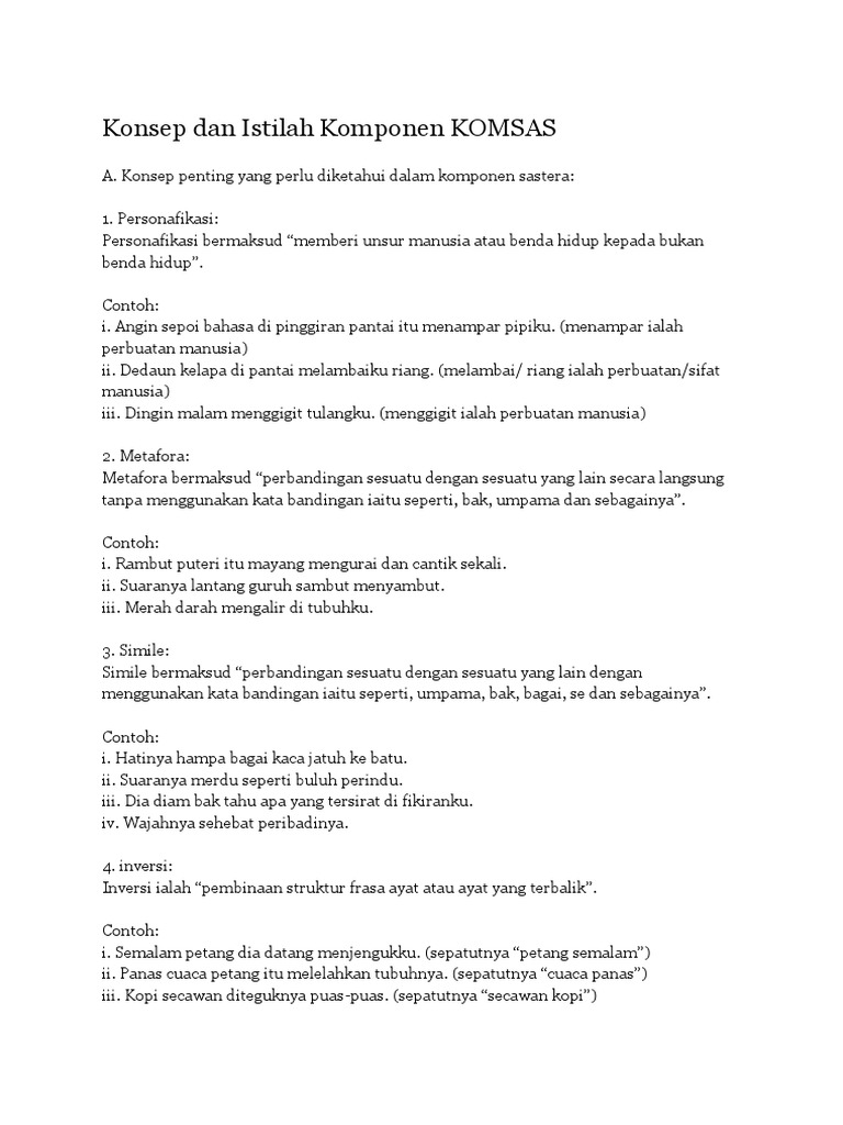 Konsep Utama dalam KOMSAS | PDF | Seni & Disiplin Bahasa