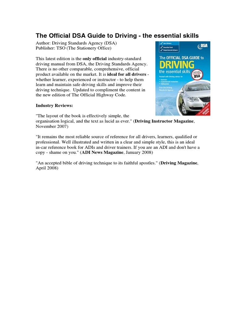 The Official DSA Guide To Driving - The Essential Skills: Industry ...