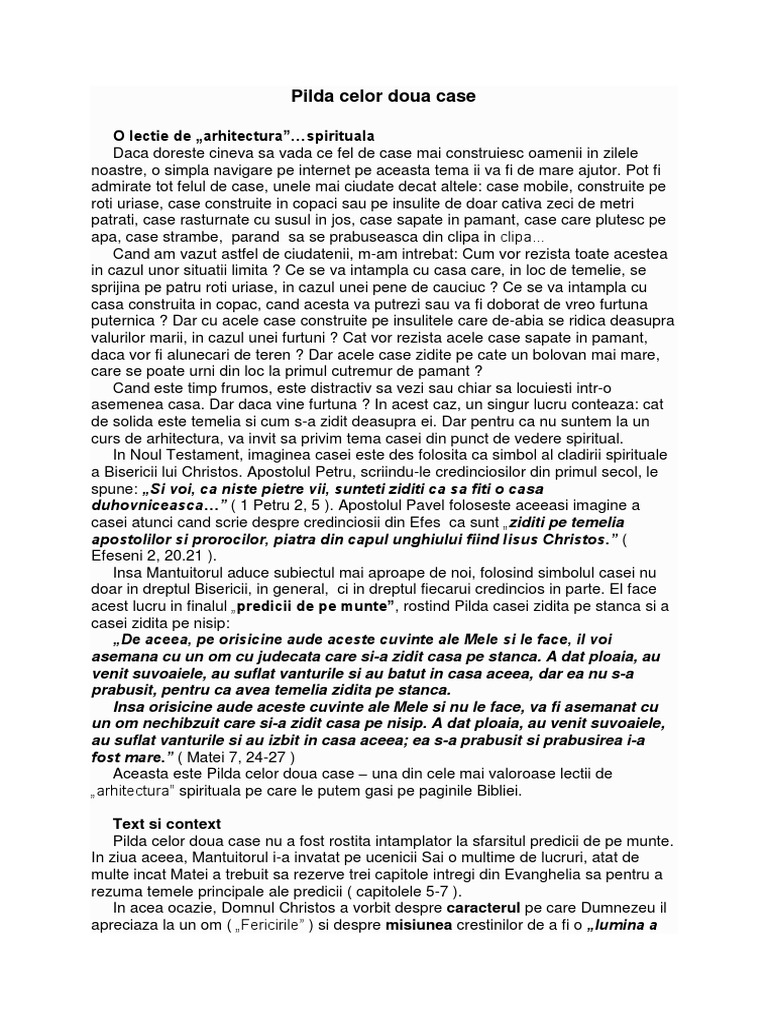 Pilda Celor Doua Case | PDF