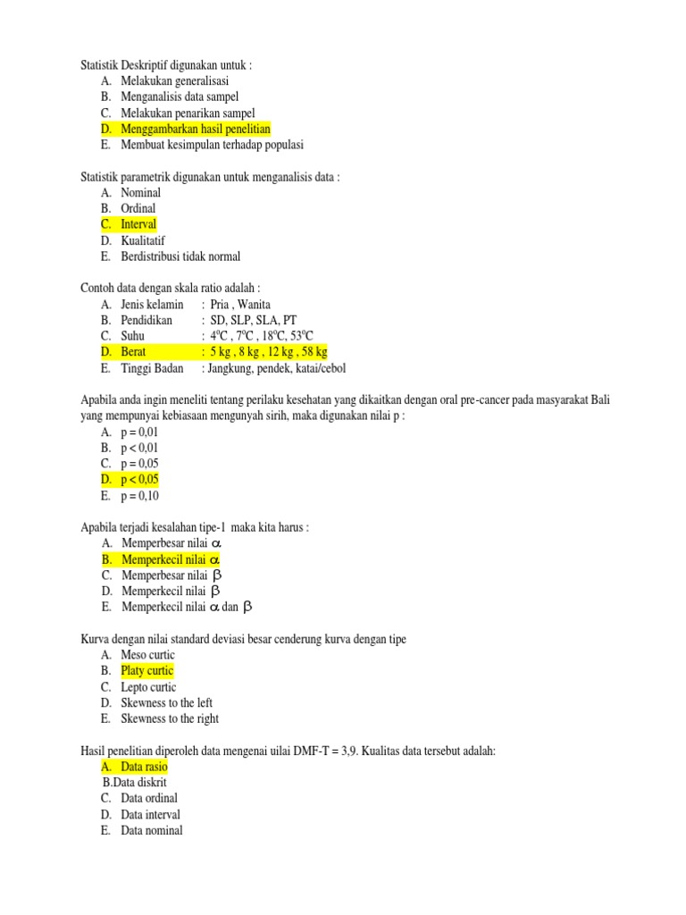 Soal Ujian Statistik Yarsi