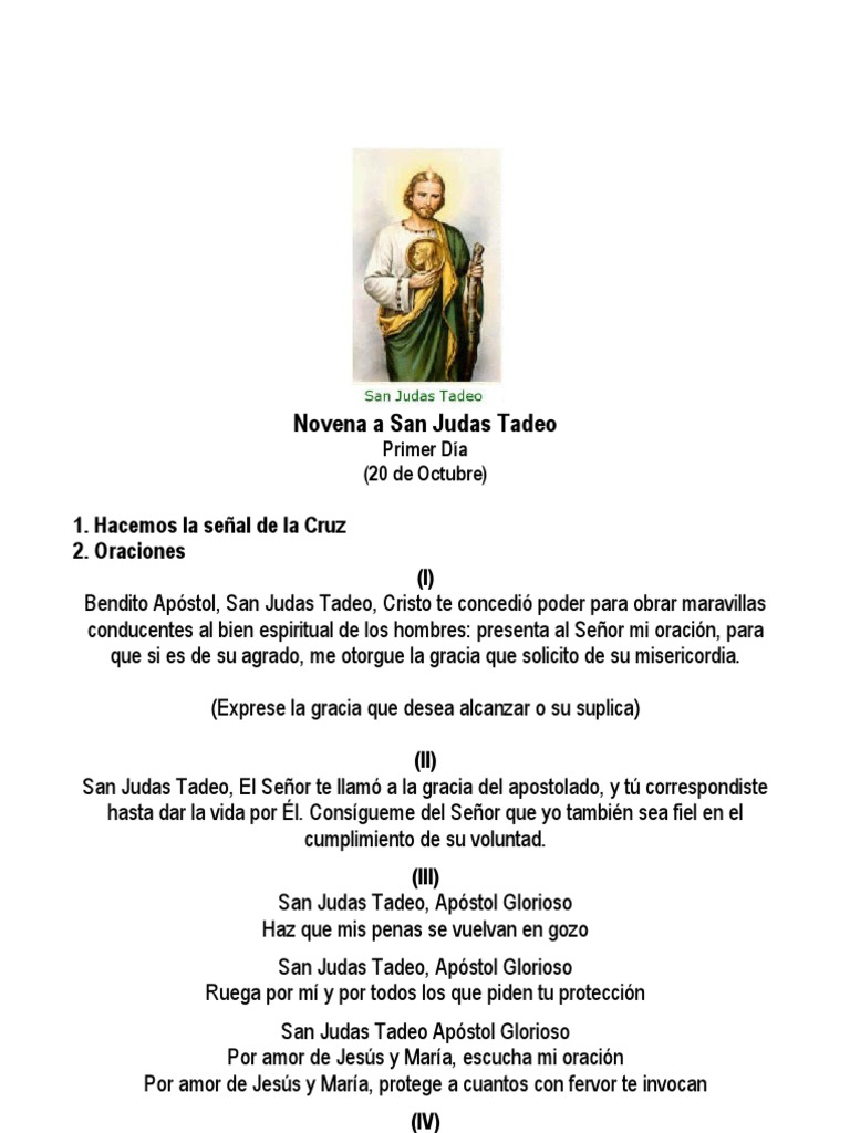 Día 1° Novena A San Judas Tadeo