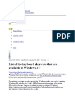 List of The Keyboard Shortcuts That Are Available in Windows XP