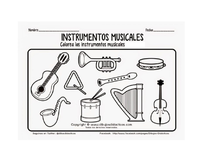 Colorear Instrumentos Musicales |