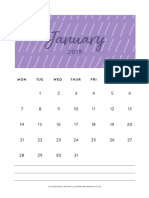 2019 Wall Calendar Monday Clementine Creative