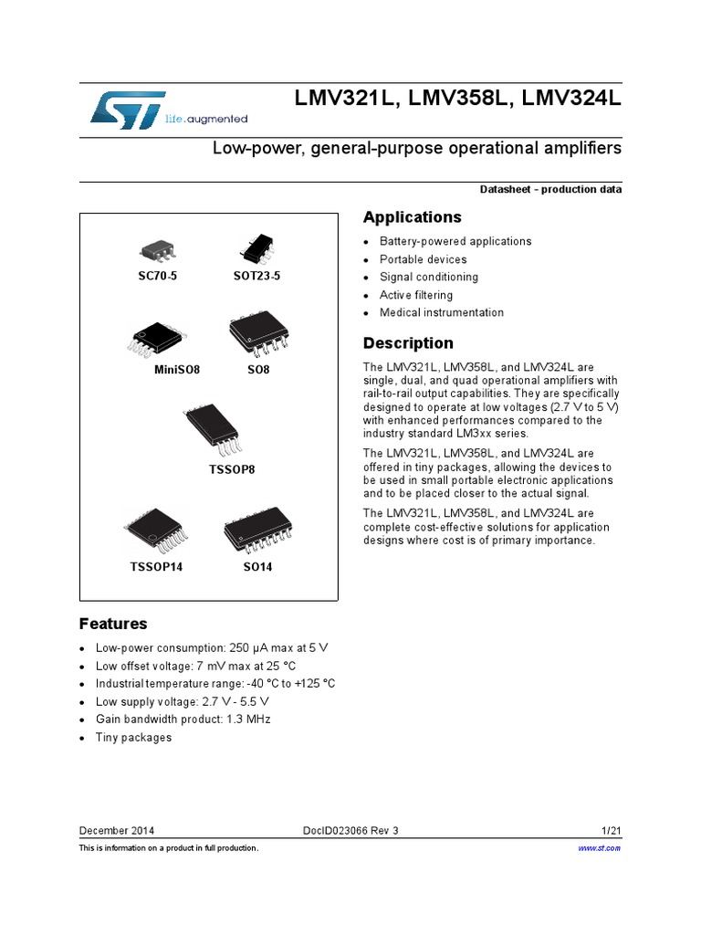 Circuito IntegradoLMV321L | PDF | Amplifier | Capacitor