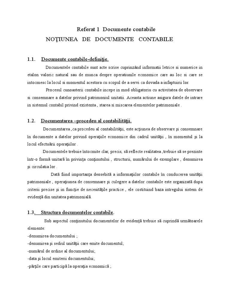Referat 1 Documente Contabile | PDF