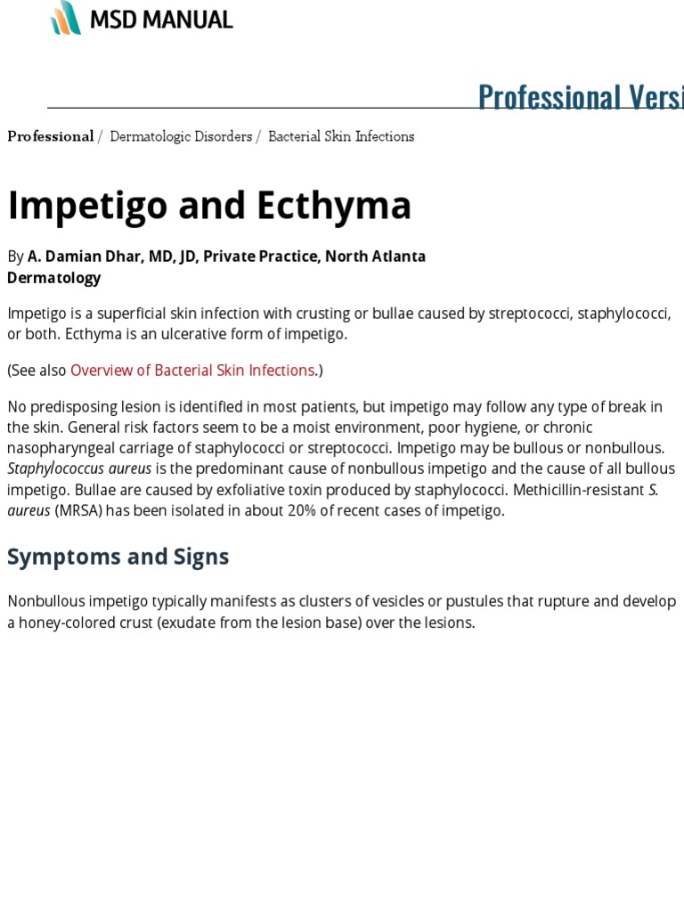 Impetigo And Ecthyma Treatment Symptoms And Causes Merck Manuals