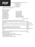 Subiecte Simulare Școală 2019 - Doina Populară