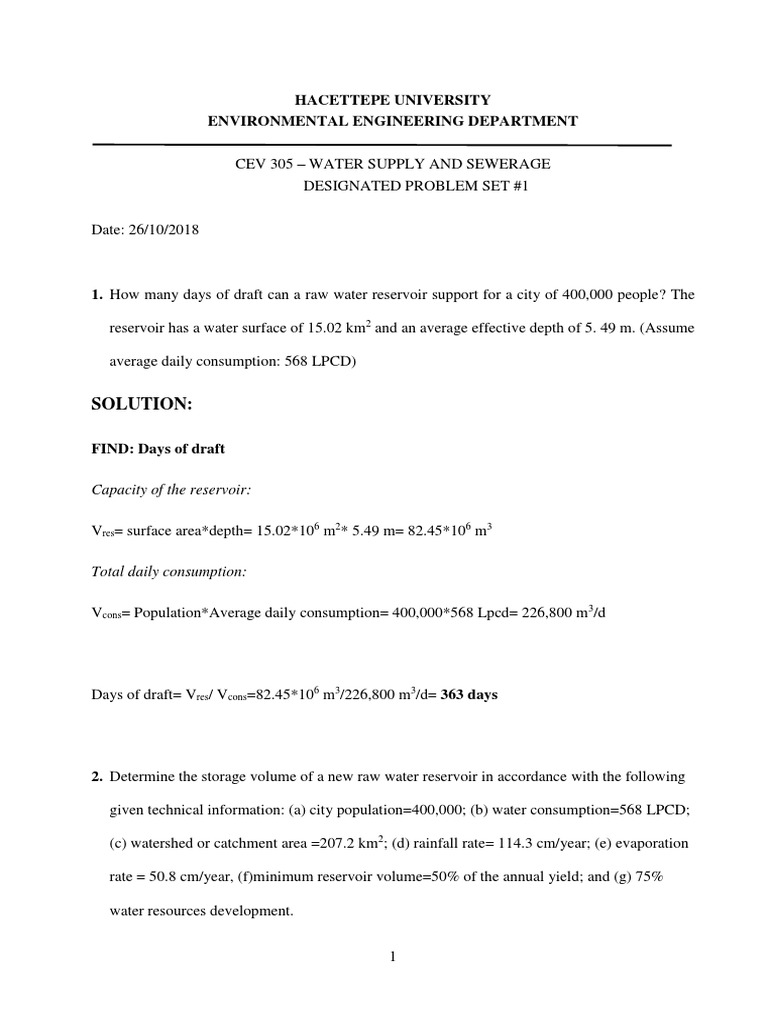 Water Supply Problems and Solutions PDF Water Resources Filtration