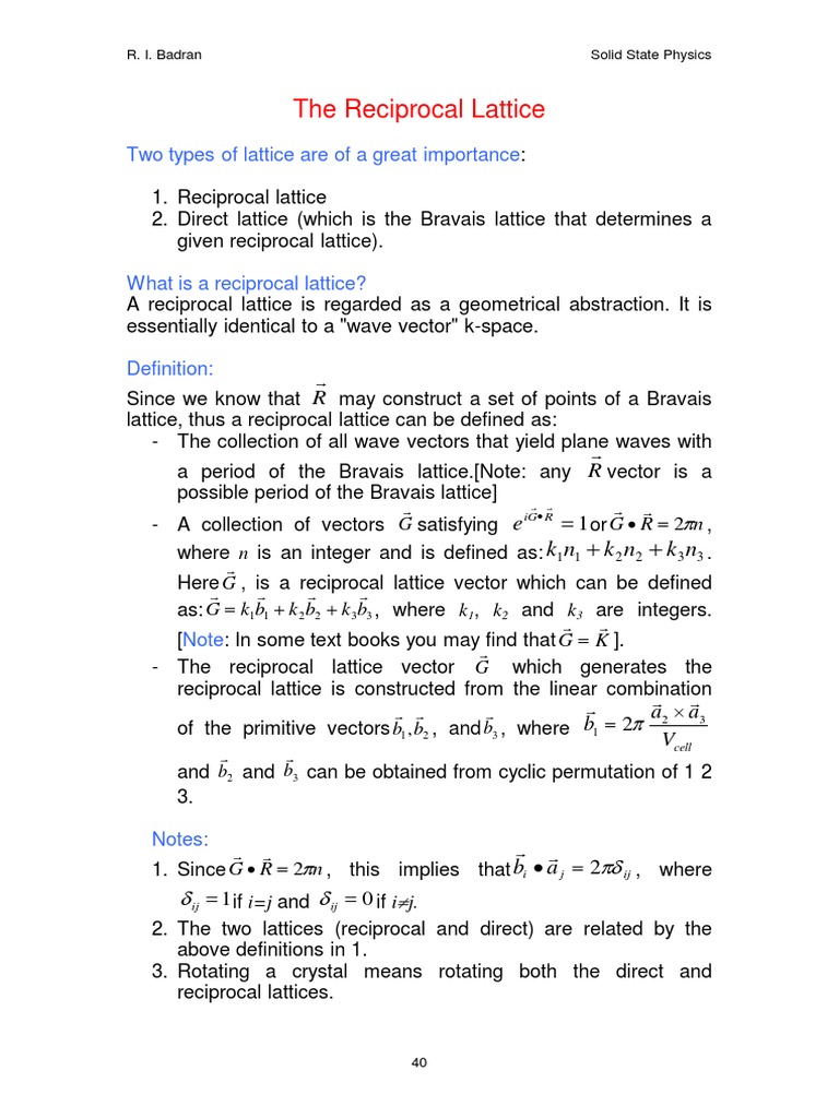 Reciprocal Lattice-1 PDF | PDF | Crystal Structure | Condensed Matter ...