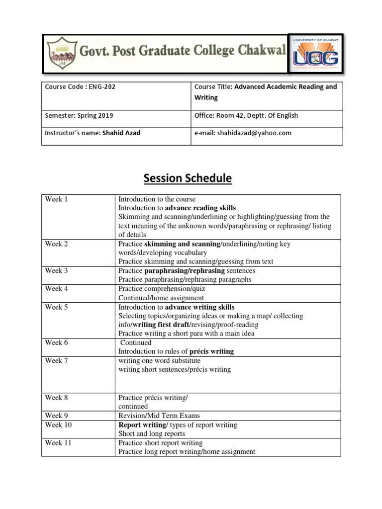 ENG-202 Advance Academic Reading and Writing BS | PDF | Speed Reading ...