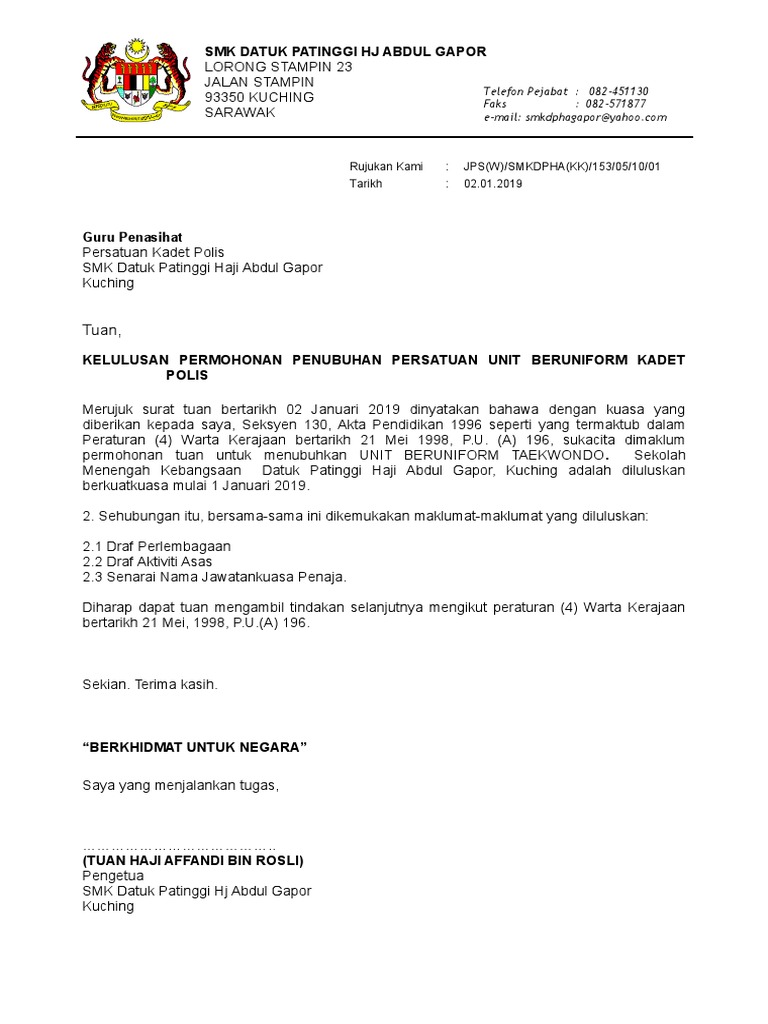 Surat Kelulusan Penubuhan Kon Pdf