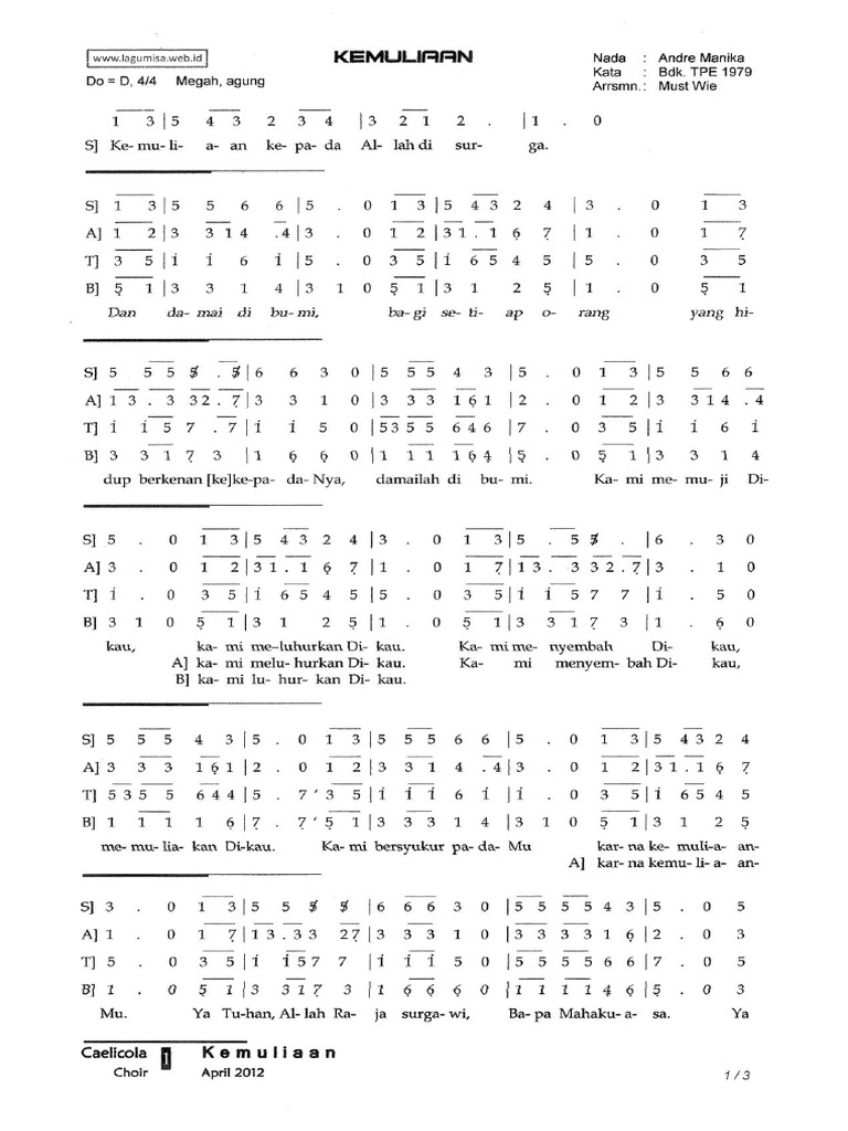 Kemuliaan (Andre Manika) - SATB | PDF