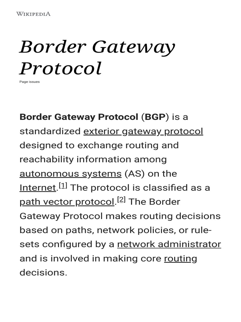 Border Gateway Protocol - Wikipedia | PDF | Data Transmission | Network ...