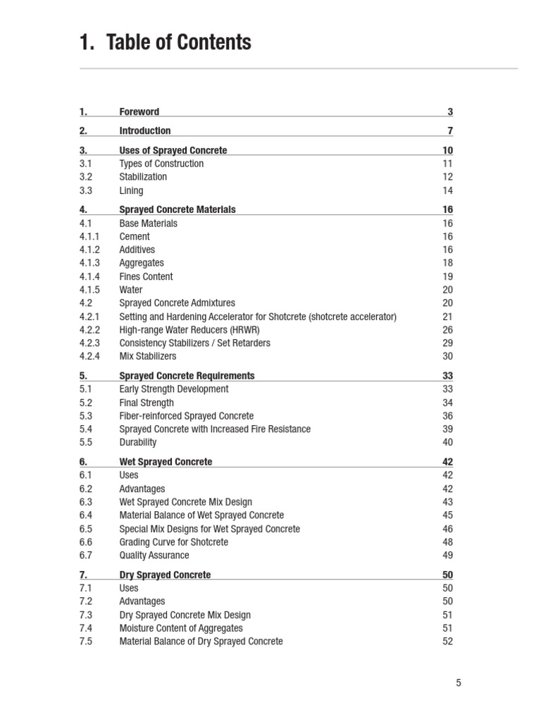 Sika Sprayed Concrete Handbook Index PDF Concrete Materials
