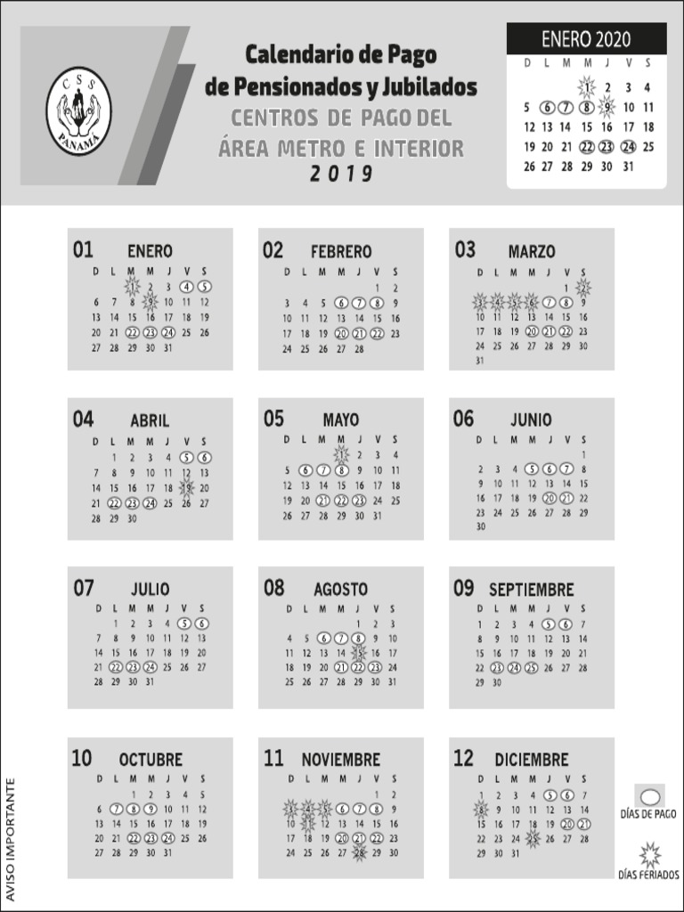 Calendario de Pago de Jubilados y Jubilados Panama 2019 PDF