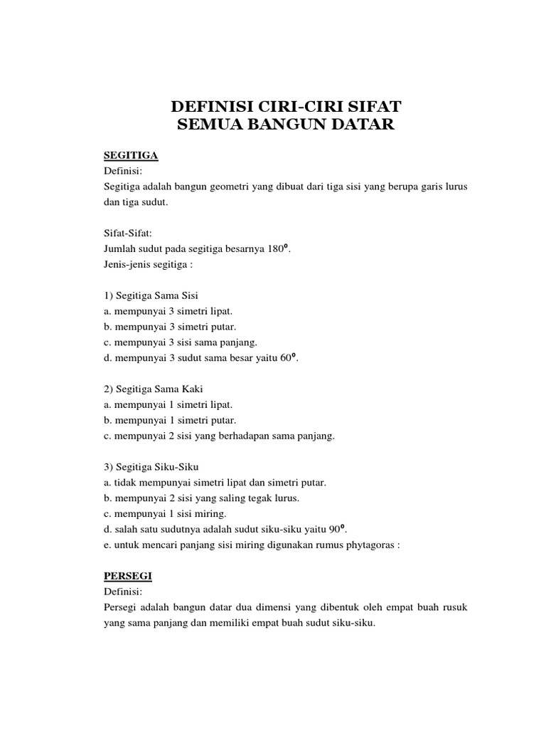 Definisi Ciri Bangun Datar Pdf