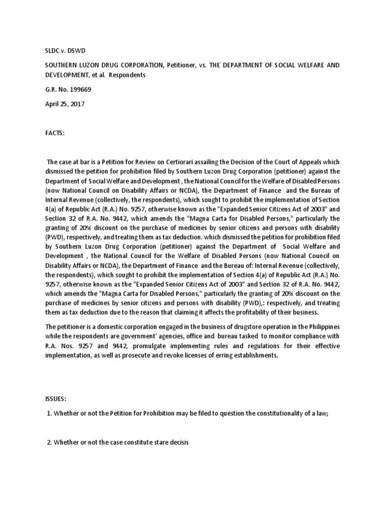 SC upholds 20 discount for senior citizens, PWDs on medicines PDF Disability Equal