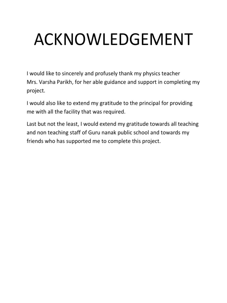 Project Acknowledgement Note | PDF