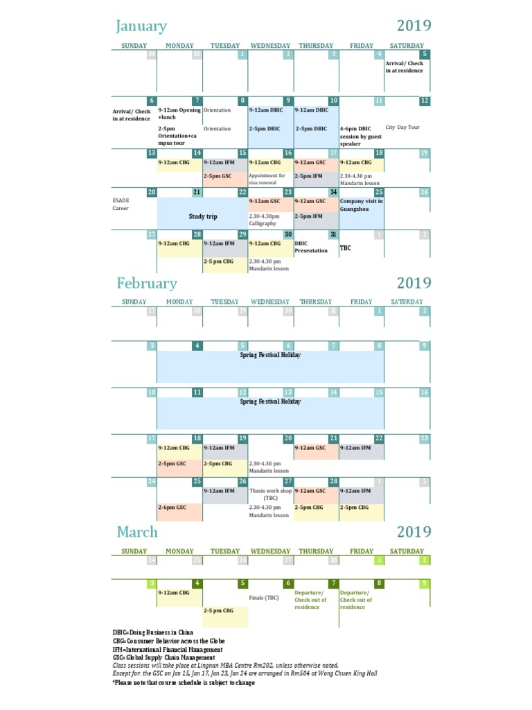 Lingnan Term Calendar Updated PDF Holidays Leisure