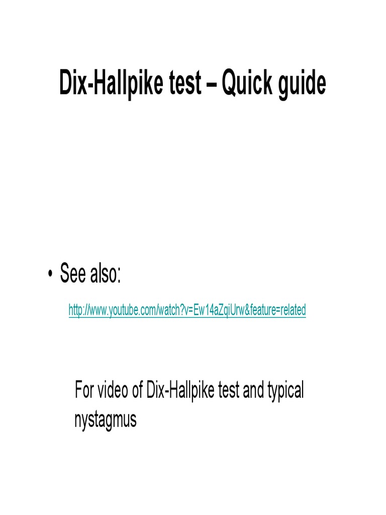 Dix-Hallpike Test Guide for BPPV Diagnosis | PDF | Wellness